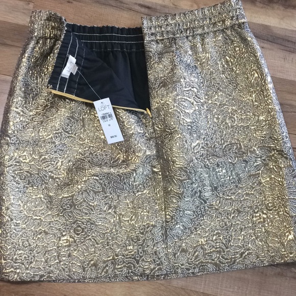 Ann Taylor Loft Gold Shimmer Dress Skirt Size M - Picture 3 of 4